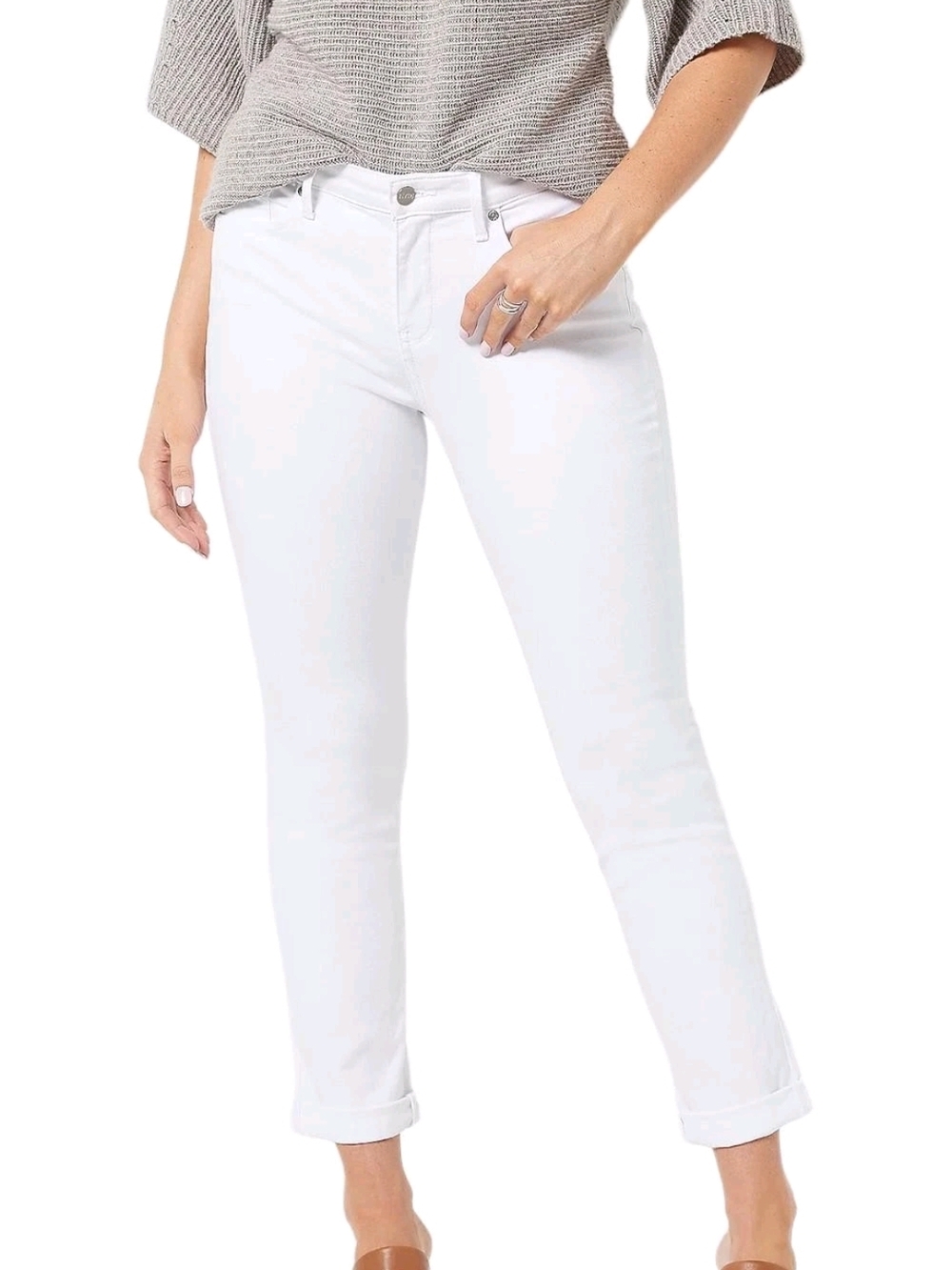 NYDJ White Cropped Ankle Slim Jeans